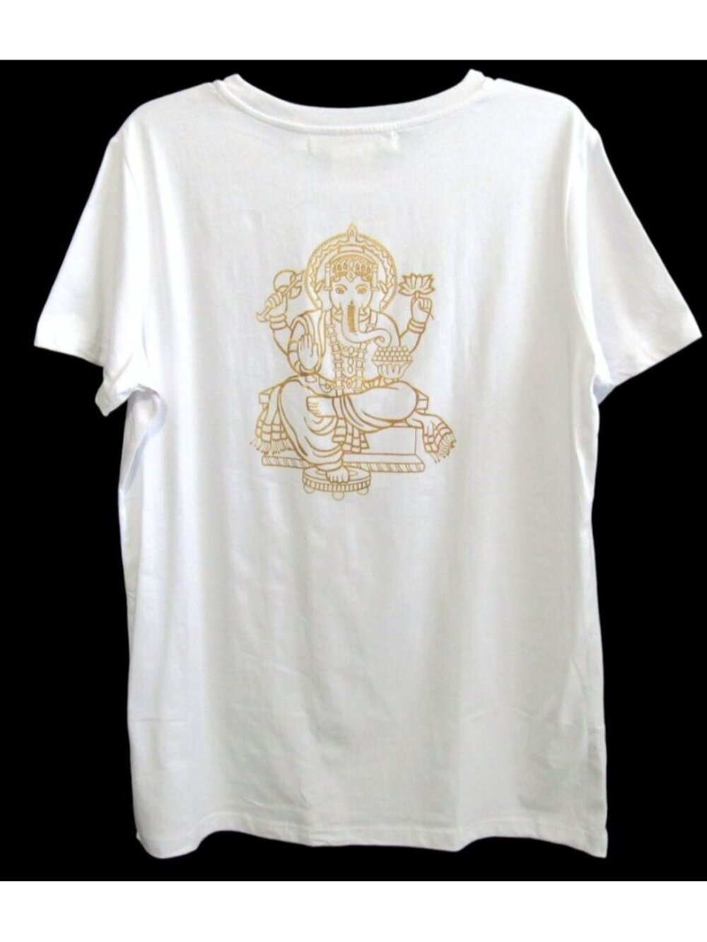 Gretchen Scott Zen Lane Finding Your Bliss Ganesh T Shirt Size L White Gold New